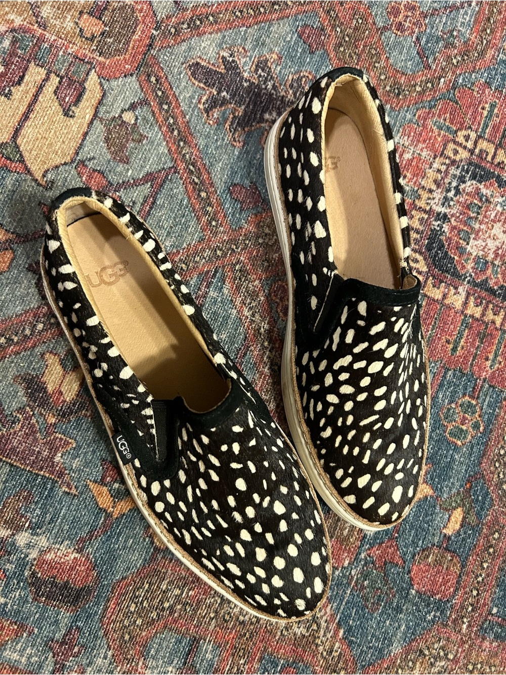 UGG Black & White Spotted Slip-On Sneakers